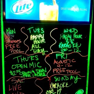 Daily specials and events at Boozers