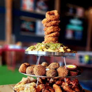 a stack of donuts