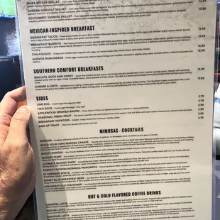 Menu page 2 with drinks