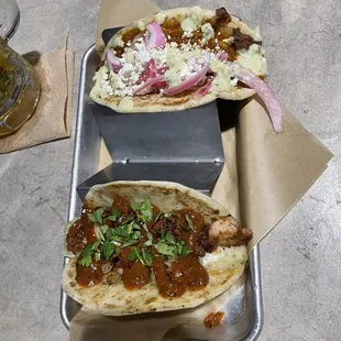Diablo shrimp and cochinita pork