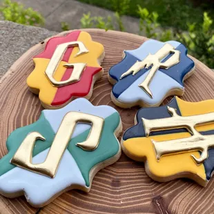 a plate of decorated cookies