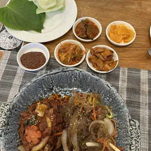 Spicy Pork Bulgogi with Jap-Che Platter