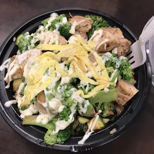 broccoli, chicken, and cheese