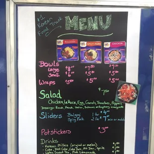 Bop N Bowl's menu