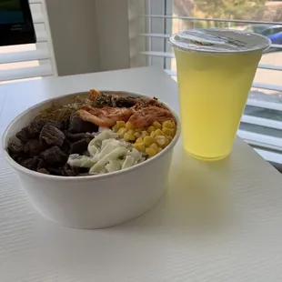 LA bowl and Mango Lemonade