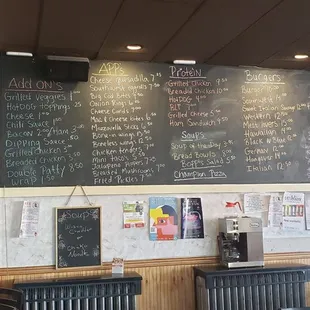 menus on the wall