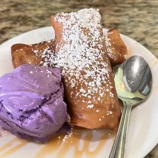 Turon A La Mode with Ube ice cream
