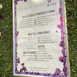 menu