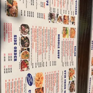 a menu for the restaurant