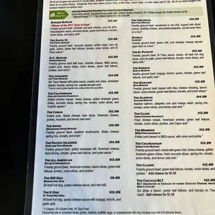 The menu