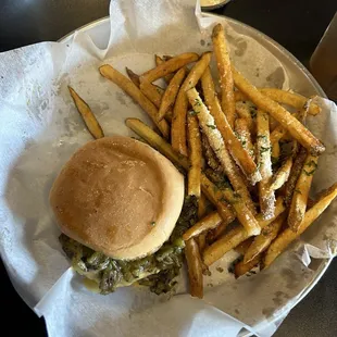 The Pueblo Burger with truffle fries