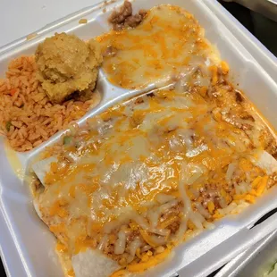 Delicious enchiladas are also smothered in a heap of cheese.