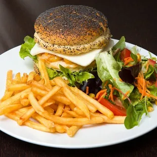 a burger and french fries