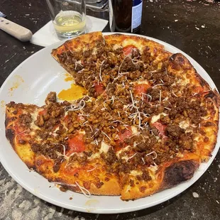 Sausage and pepperoni pizza