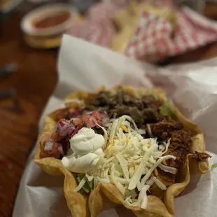 a taco in a basket