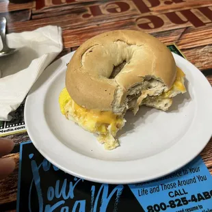 Sausage egg and cheese bagel