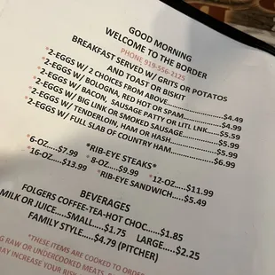 menu