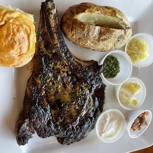 Severely Overcooked and Overseasoned Ribeye with Baked Potato.