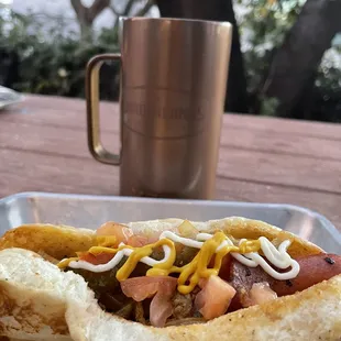 Horchata cream ale and Sonoran hot dog!