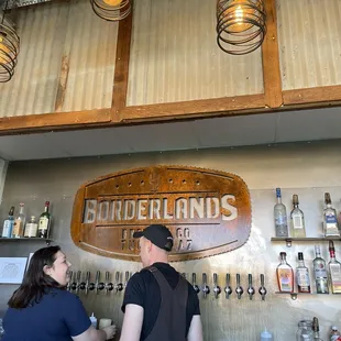 Order your beer and food at the front