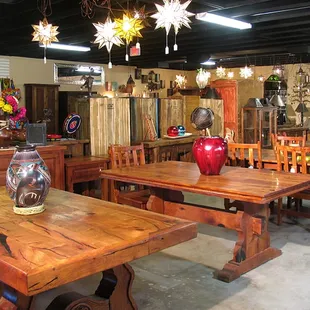Beautiful handcrafted mesquite furniture including tables, chairs, coffee tables, buffets and more