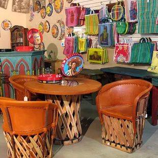 Authentic Mexican equipale pigskin furniture for your patio or home cantina.