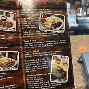a menu for a mexican restaurant