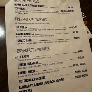 menu