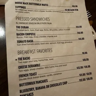 menu