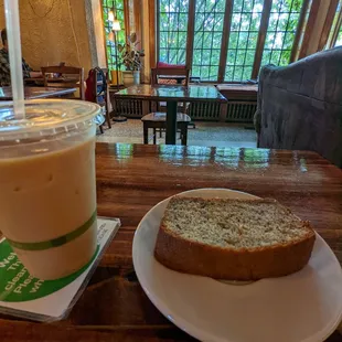 Iced coffee and banana bread