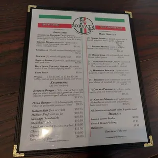 The menu as of May 2023.