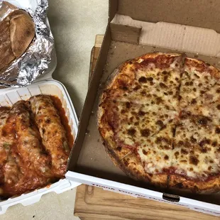 Spicy Sausage Stuffed Peppers NY Style cheese pizza