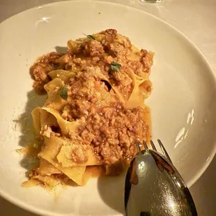 Fettuccine with guinea hen ragu