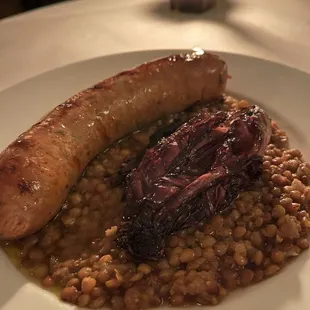Fennel sausage with lentils
