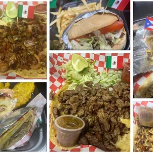 Tacos, tortas, hamburguesas, tripletas, sandwich cubano