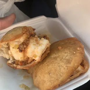 Stuffed Fried Coconut bread with shrimp