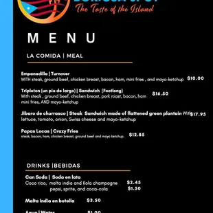 Boricua Spot * Food Truck Menu Page 2 of 2