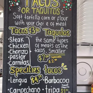 The current menu