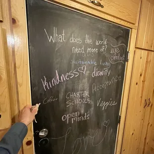 Write on the bathroom door. With CHALK! Ewww. Stop