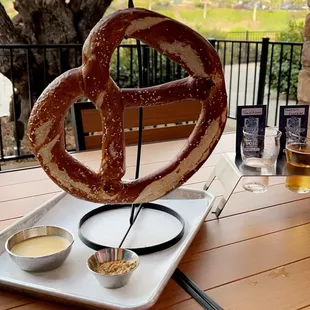 Pretzel and dipping sauces