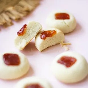 Mantecaditos : Soft Almond Cookies with guava top