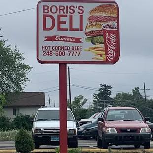 a hot corned beef sign