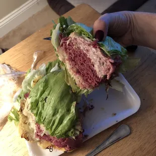 Breadless corned beef, turkey, sauerkraut and Russian dressing! Sooo good