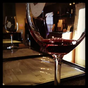 My attempt at wine art.  Notice the cool glasses.