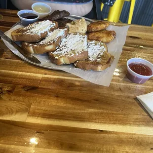 French toast breakfast with sausage (we opted out of eggs &amp; was offered something extra) amazing customer service!!