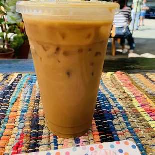 Vegan coconut caramel iced coffee