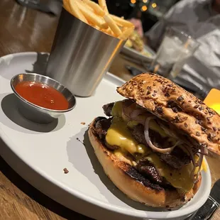 Burger and fries