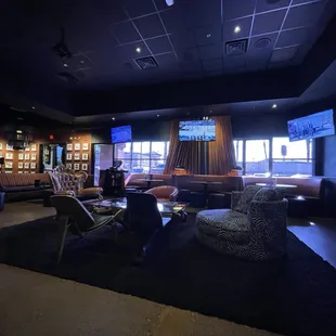 a man sitting in a lounge area