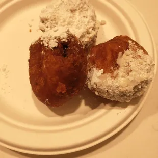 Fried Oreos with powdered sugar.
