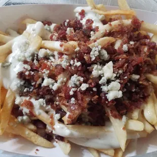 blue cheese fries with bacon